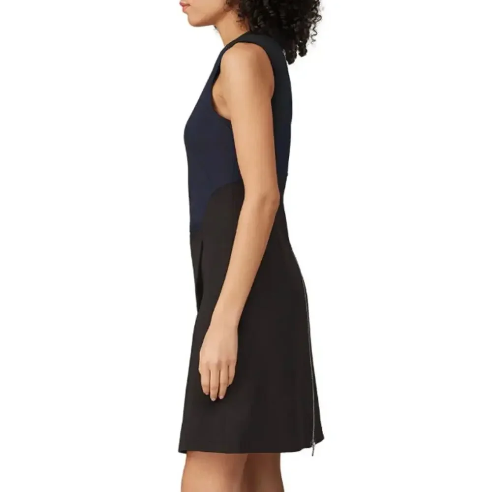 KaufmanFranco Navy Blue Black Mini Sheath Dress Size 4 Career Work Designer $400 - Picture 3 of 9